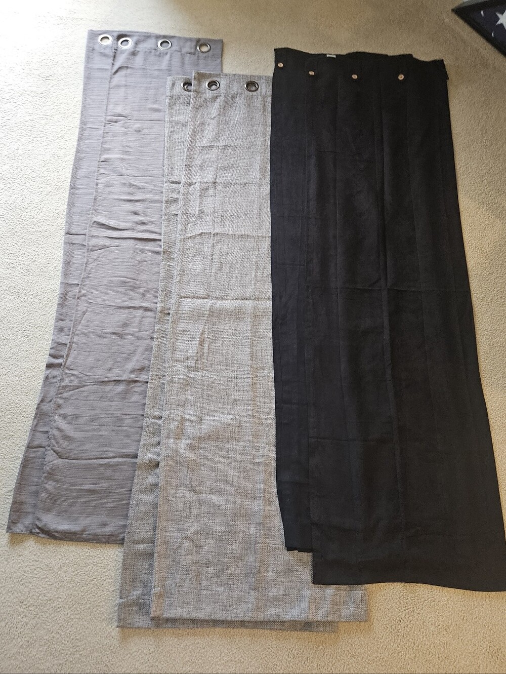 3 Sets of Curtain Panels Grey / Gray / Black ALL LIKE NEW